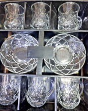 Turkish Tea Set of 6 Clear Glass Cups & Saucer Coffee Gift