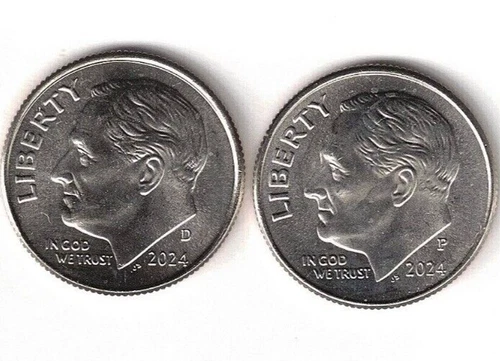 2024 Denver & Philadelphia Brilliant Uncirculated Roosevelt Dime Coins!