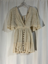 Windsor Cocktail Mini Dress Ivory, Lace, Plunge, A-Line, Open Back Excellent