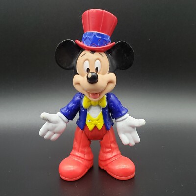 Disney Epcot Mickey Mouse 4'' Posable Plastic Figure Red White & Blue w/ Top Hat