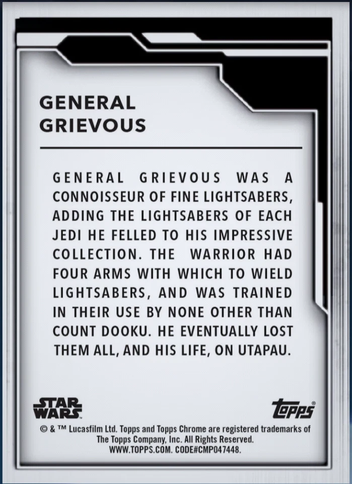 General Grievous Refractor Black Legendary Topps Star Wars Trader digital card - Image 2 of 4