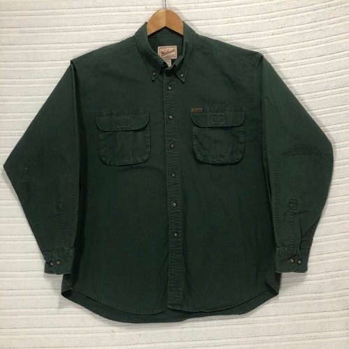 Woolrich Outdoor Shirt Button Up Long Sleeve Green Elbow Patch Mens XLarge - Picture 2 of 10