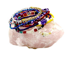 10pcs Handmade Deluxe Seed Bead, Crystal  Stone Stacking Stretch Bracelets 6.5"