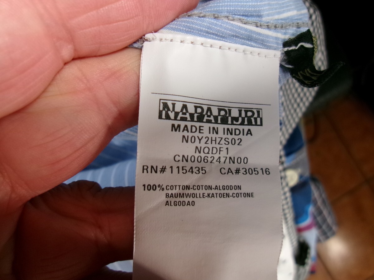 Chemise Napapijri En Coton épais - Bleu Rayé Blanc, Taille XXL (44/46), Brodée, Occasion Très Bon état