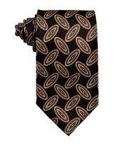 Jos. A.Bank Hand Sewn 100 SILK Men's Geometric Designer Black Tie 59" x 3.75"