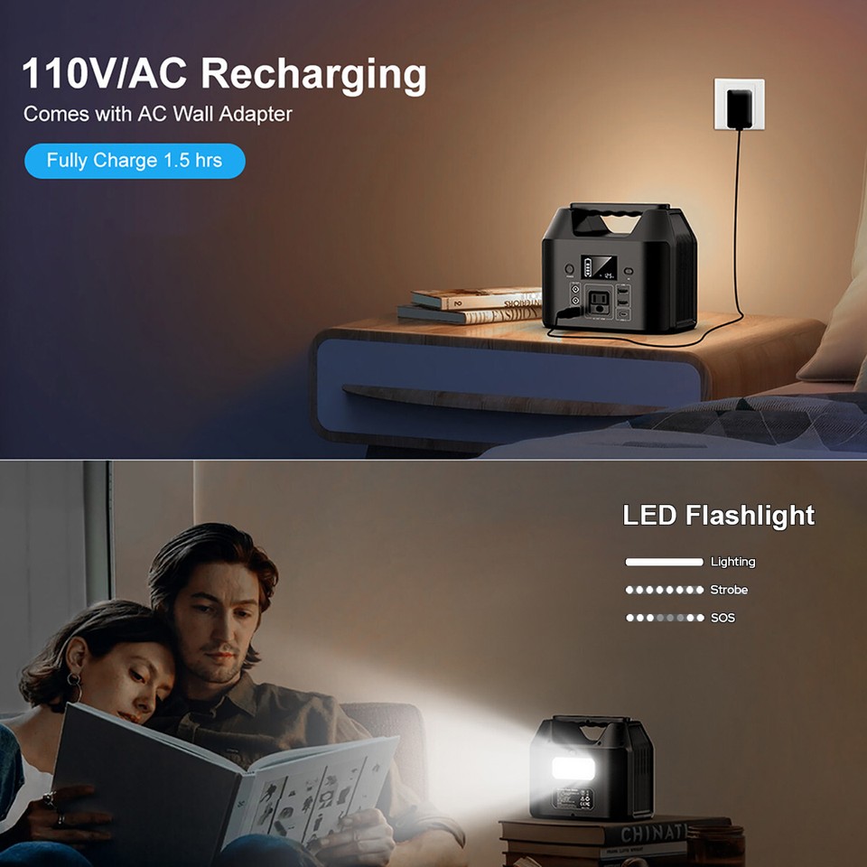 New 150W Portable Power Station LiFePO4 Battery Charger Camping AC DC ...