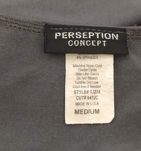 Women's Perception Concept Gray Floral Short Sleeve Blouse Medium - Picture 3 of 3