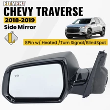 Side Mirror For 2018 2019 Chevrolet Traverse Driver W/Blind Spot Signal 8 Pin