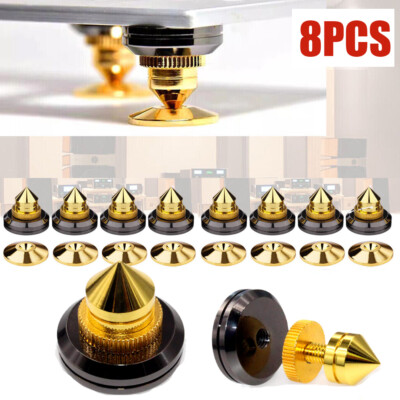 ESP ANTELOPE シースルーブラック　ゴールドパーツ 8PC Speaker Spikes Stand CD Amplifier Turntable Isolation Feet
