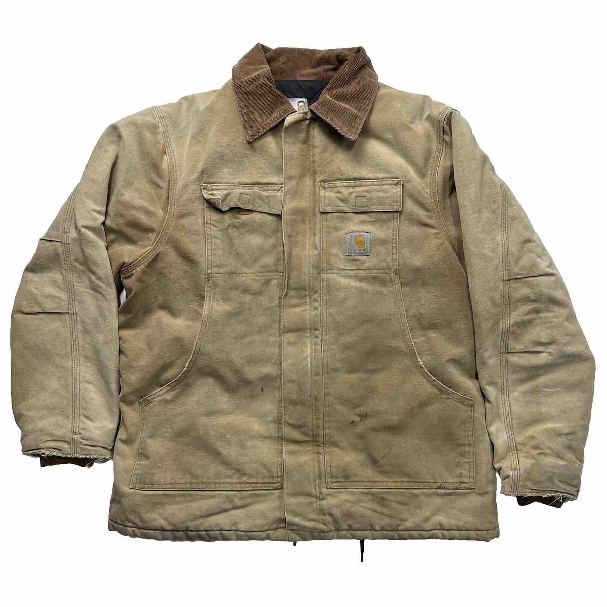 Vintage Carhartt C03 Quilt Lined Jacket Mens XL Tan Brown Duck
