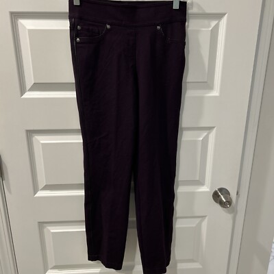 NygArd Slims Pants Pull On Casual Plum Sz S/P 6-8 Black Side