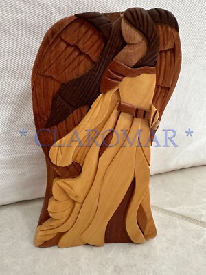   Handcrafted Angel by Carver Dan Great Gift Giving Mom Dad Baby Puzzle Box