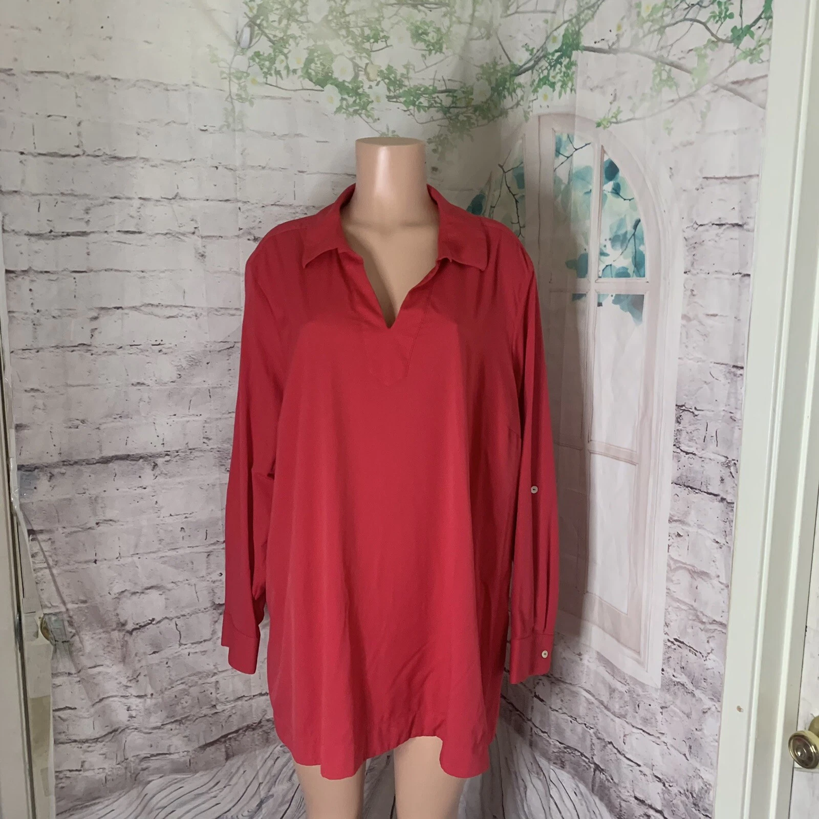Foxcroft Women's Sun protection Top Size Plus 22W Hot Pink