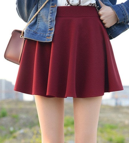 Damen süß Mini hohe Taille Skater Rock einfach ausgestellt Plissee Vogue kurzes Kleid - Bild 7 von 21