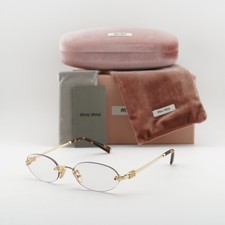 Miu Miu MUA54S 5AK08N Gold/Clear Blue Light Filter 51-20-140 Sunglasses New A...