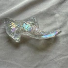 Vintage Fenton Clear Glass Shoe Slipper Daisy Button Pattern