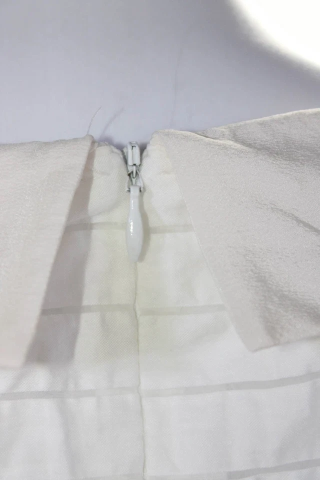 Vestido recto Nanette Lepore para mujer blanco a rayas cuello volantes sin mangas talla 6 Foto 4 de 4