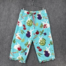 Nick & Nora Rabbit Garden Cotton Capri Pajama Pants Elastic Waist Women’s Large