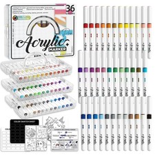 Wizbee Acrylic Paint Markers, 36 Colors 1 Count Pack of 36 , Multicolor