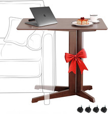 Premium Bamboo Rolling Side Table with Wheels - Sofa Side Table Slide under - La