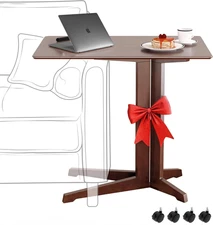 Premium Bamboo Rolling Side Table with Wheels - Sofa Side Table Slide under - La