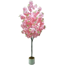Artificial Cherry Blossom Tree Realistic Fake Pink Blooming Flower Tree Decorati