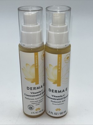 2 Derma E Vitamin C Concentrated Serum Hyaluronic Acid 2 fl oz ~New without Box