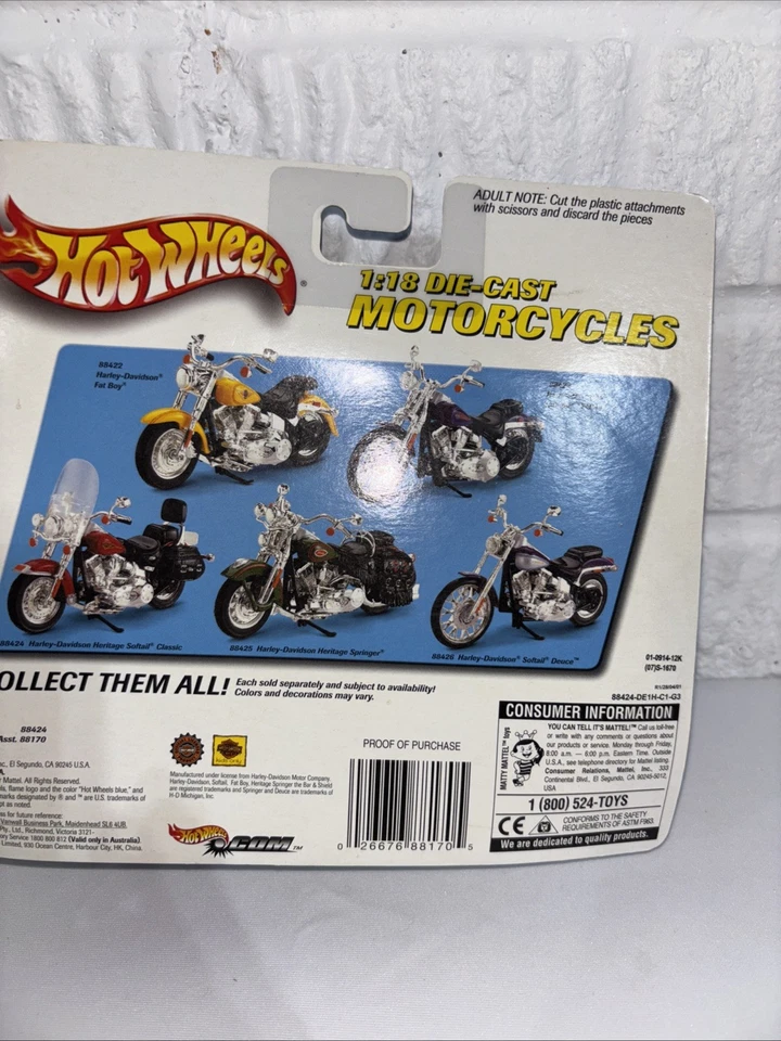 Hot Wheels 2000 Harley Davidson 1:18 Die Cast Motorcycle - Image 2 of 2