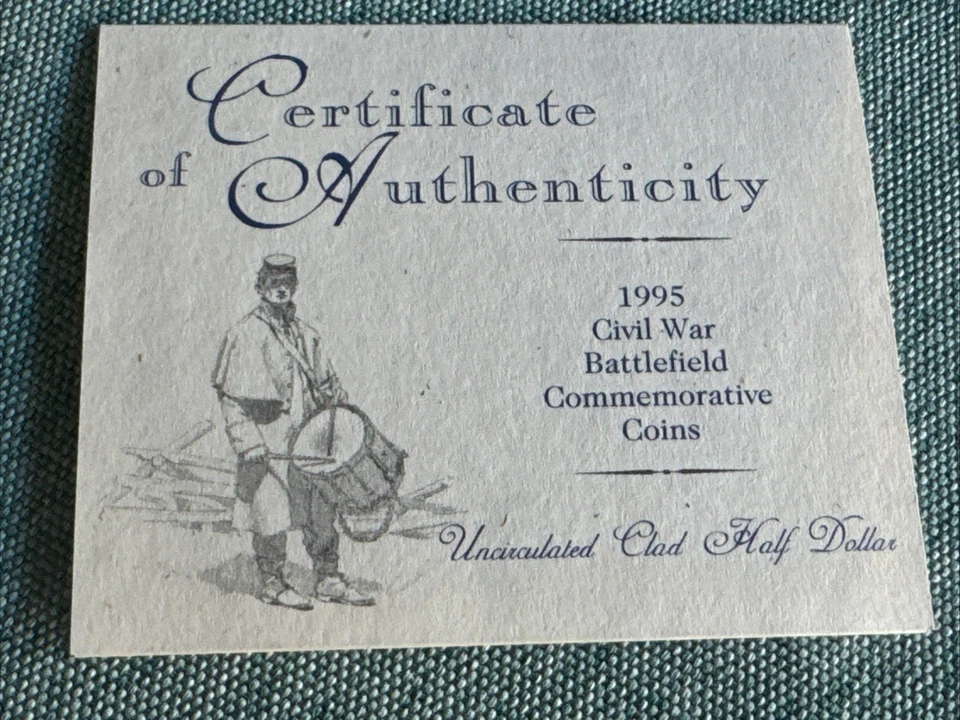  1995 S Civil War Battlefield Commemorative Proof Half Dollar w/ Box & COA - Image 4 of 4