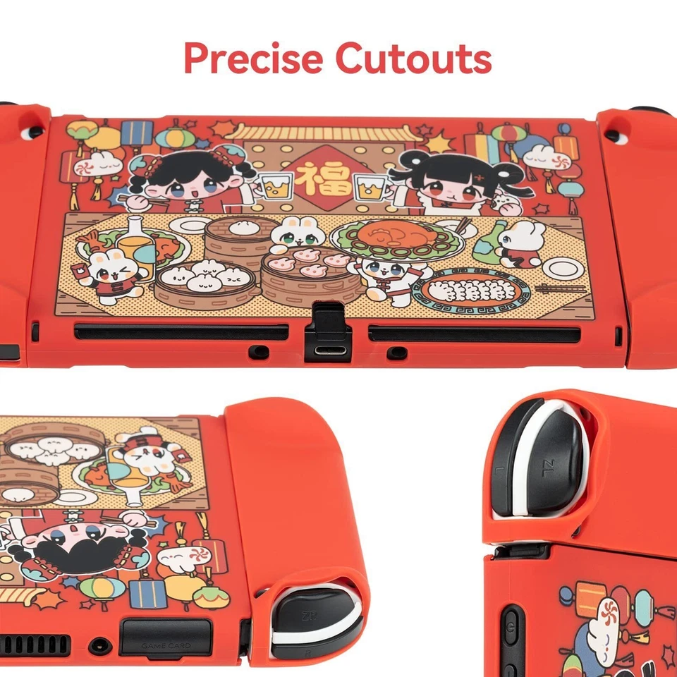 GeekShare Protective Case for Switch OLED Joycon Slim Cover Bunny Dinner NewYear - Image 2 of 4