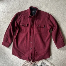 Woolrich Wool Long Sleeve Shirt Jacket Burgundy