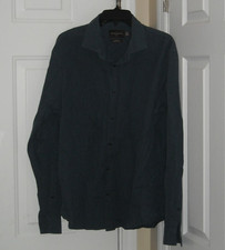 Black Brown 1826 Dark Gray Long Sleeve Button Down Shirt Men's XXL, New Slim Fit