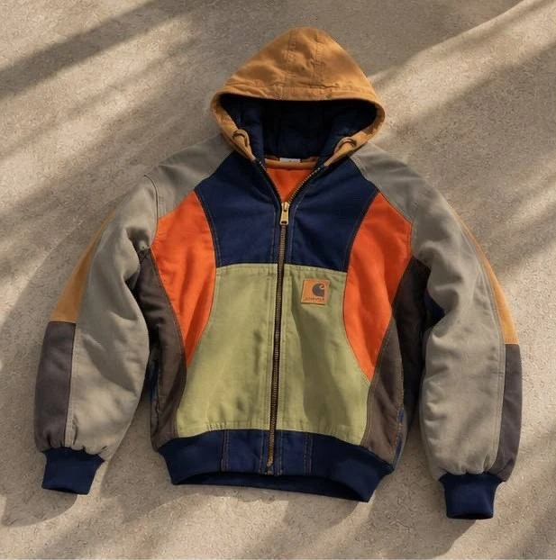 Carhartt Vintage Jacket Mens Size M Reworked Patchwock Winter Jacket image 1