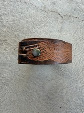 Vintage HARLEY DAVIDSON Motorcycles Leather LOGO Belt Made In USA Size 34