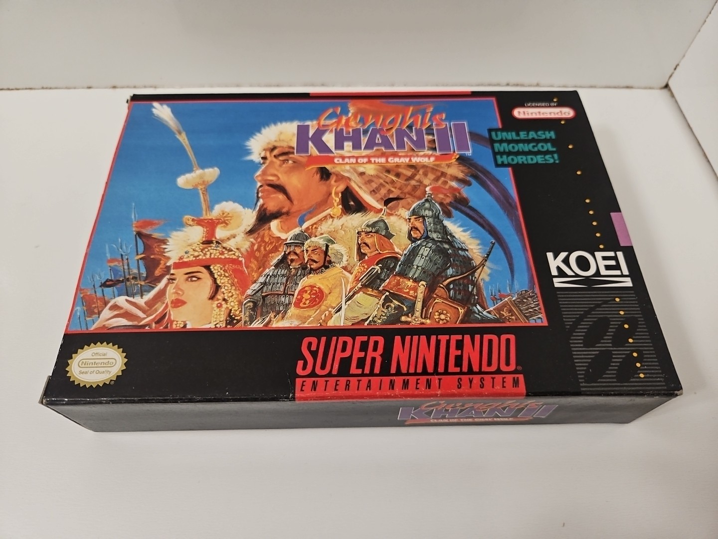 Genghis Khan II Clan of the Gray Wolf Box Only Authentic Super Nintendo SNES