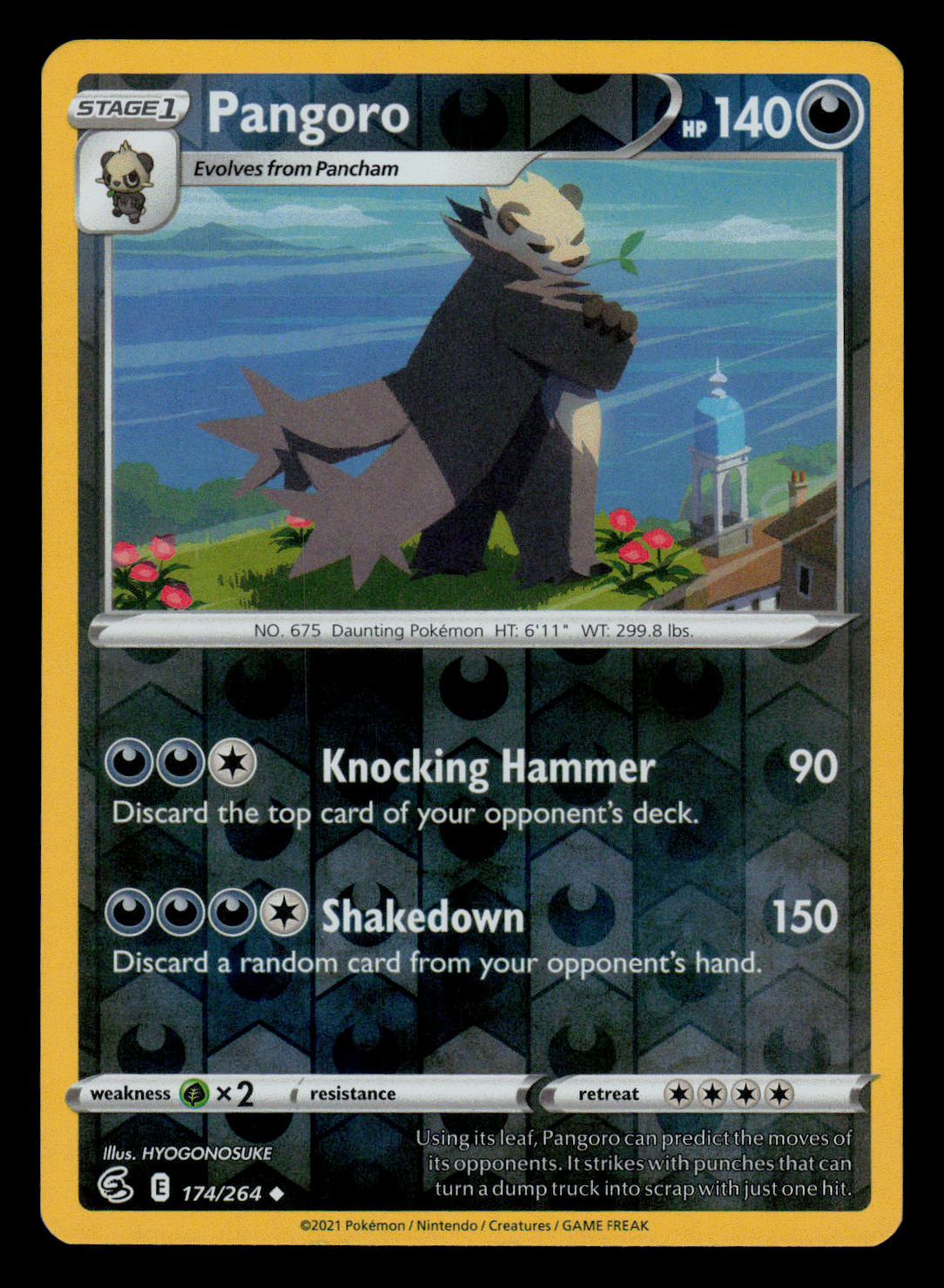 NM/EXC - Pokemon Pangoro 174/264 Fusion Strike Reverse Holo Uncommon