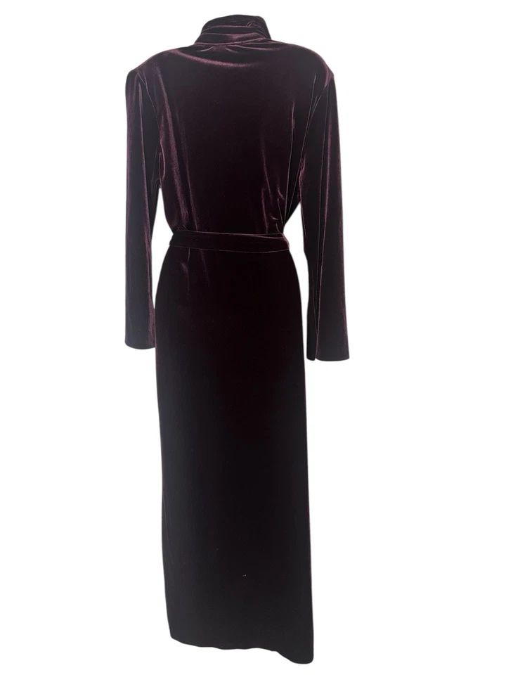 De Colección Diamante Té Púrpura Terciopelo Elegante Cinturón Envoltura Larga Lujosa Bata Canadiense M Foto 4 de 4