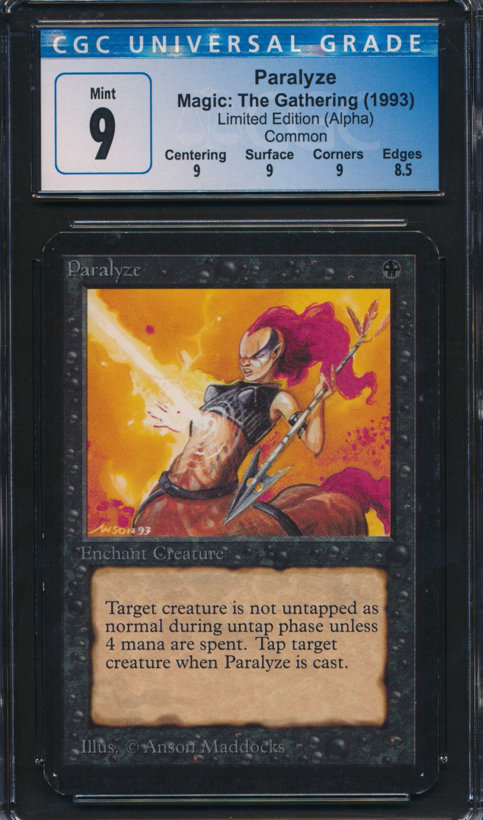Alpha Paralyze CGC 9 Graded Magic MTG (1182) -magicgraders-