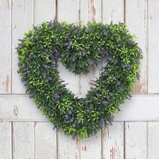 Artificial Lavender Heart Garden Door Decoration Wreath L44 x W48cm Uv Protected