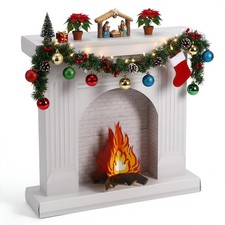 Christmas Cardboard Fireplace Prop DIY Large White Cardboard Fireplace with 3...