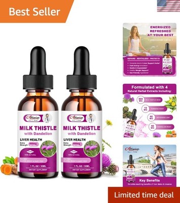 Liver Health Support Liquid 2 Pack,600mg Milk Thistle 80% Silymarin Extract &...