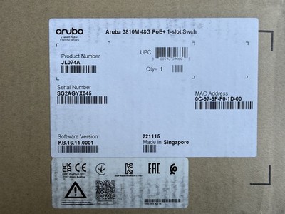 HP JL074A Aruba 3810M 48G PoE+ 1 Slot Switch - New in the original box unopened 