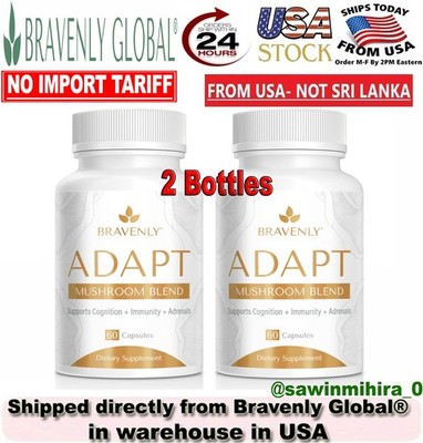 2 BOTTLES Bravenly Global Adapt 120 capsules TOTAL - AUTHENTIC - NEW/SEALED!  