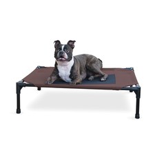 K H Elevated Outdoor Dog Cot Bed Medium 32 x 25, Breathable Mesh, Chocolate