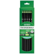 Ticonderoga Pencils, Wood-Cased, Graphite 2 HB Soft, Black, 24-Pack 13926 
