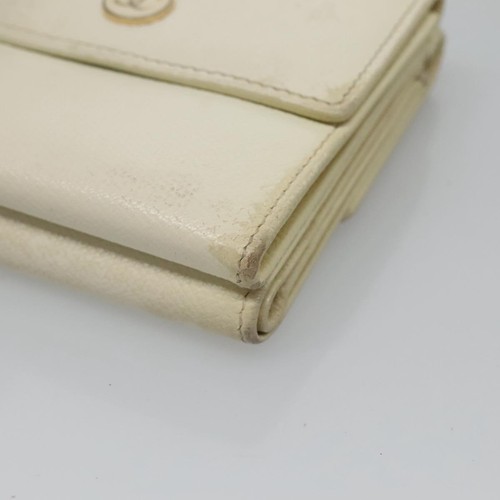 CHANEL Bifold Wallet Leather White Gold CC Auth bs27934 - Picture 7 of 22