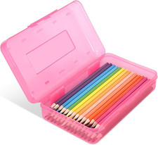 Colored Plastic Pencil Box, Large Capacity Pencil Case, Pencil Boxs for Kids A