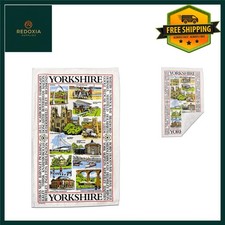 Yorkshire Sights Souvenir Cotton Tea Towel Landmarks Collage 80x47cm