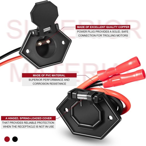 8M4000954 Marine Trolling Motor Female Plug Receptacle 12/24/36V 2-Wire 8-Gauge - Picture 4 of 11