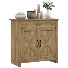 HOMCOM Credenza Cucina Country con Armadietto 2 Ante e Cassetto Color Legno